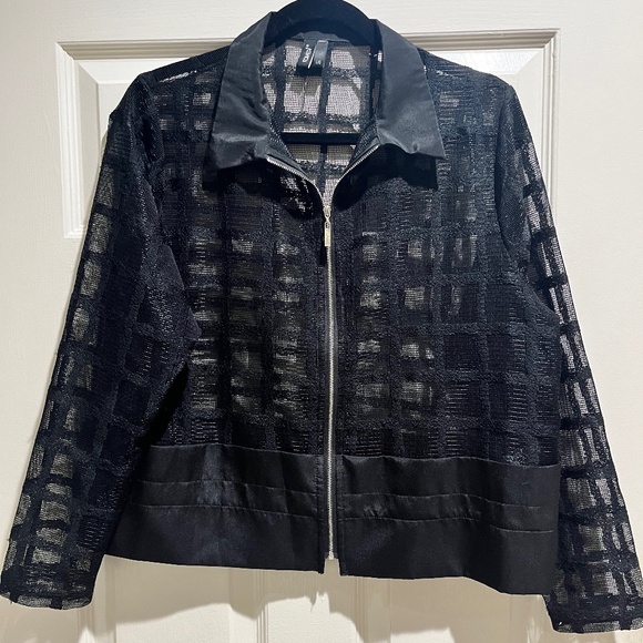 ravel Mesh Zip-Up Collared Jacket - Picture 1 of 4